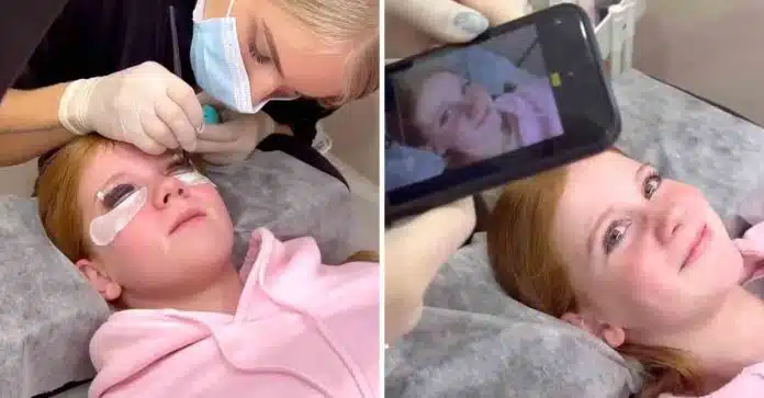 Mãe é criticada depois de levar a filha fazer lifting de cílios: “Ela ainda é uma criança”