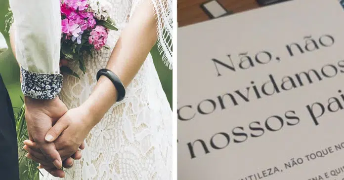 Noiva coloca aviso inusitado em convite de casamento: “Não, nós não convidamos nossos pais.”