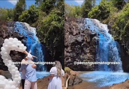 asomadetodosafetos.com - Casal é processado por pintar cachoeira em chá revelação e MP exige indenização de R$ 190 mil